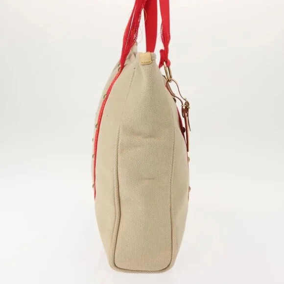 LOUIS VUITTON Antigua Hippo GM Tote Bag Beige Red M40032 LV Auth BA7007 - Picture 4 of 16